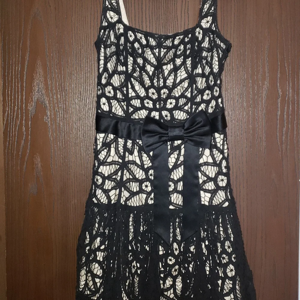 * Betsey Johnson Black Crochet Lace Dress - Picture 1 of 3